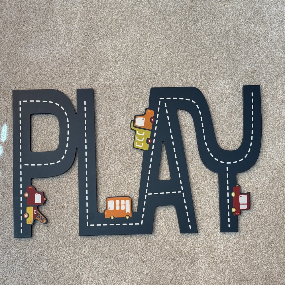 PLAY Road Letters Construction Wall Decor